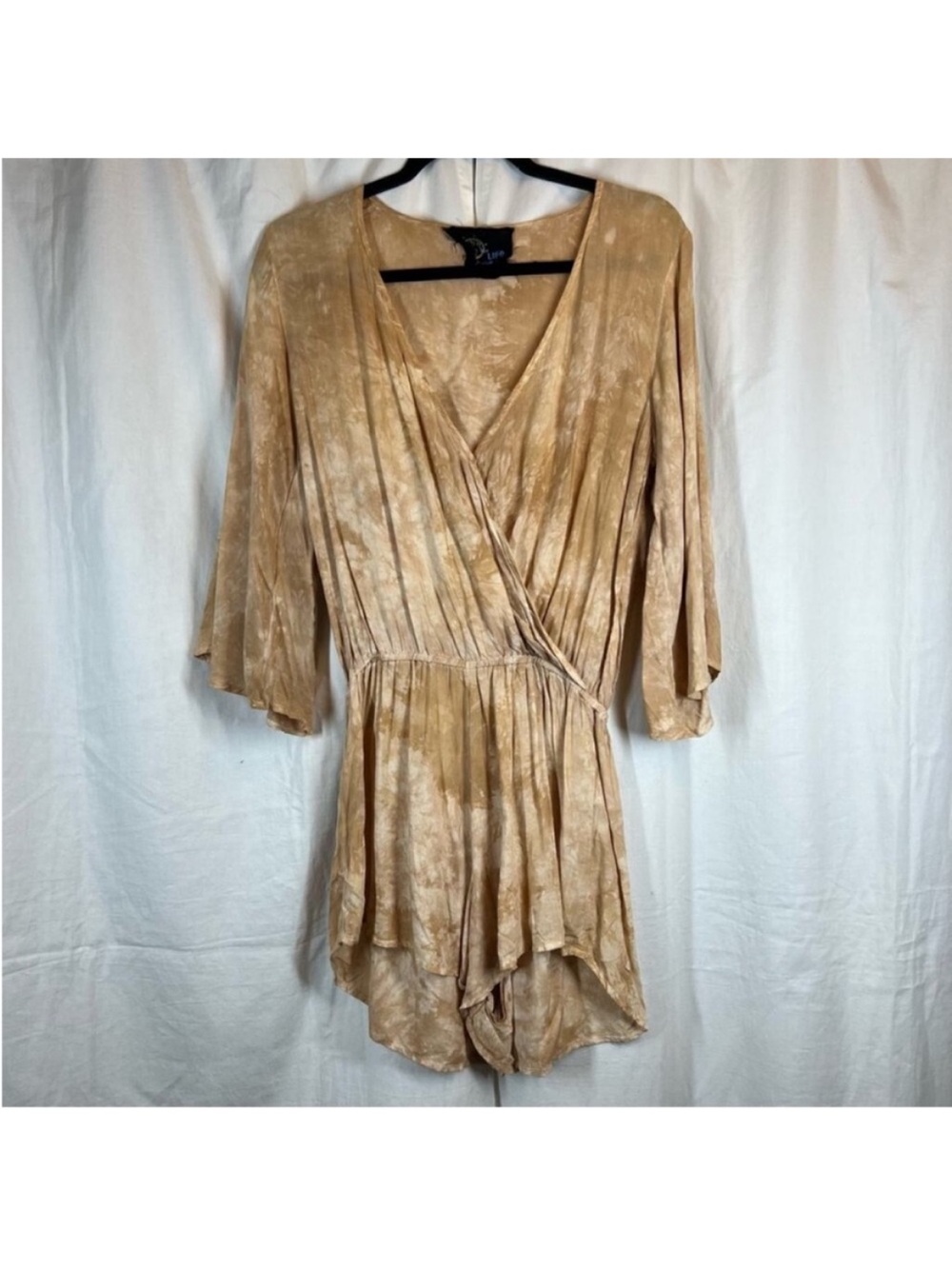 Blue life 3/4 sleeve tie dye v neck romper